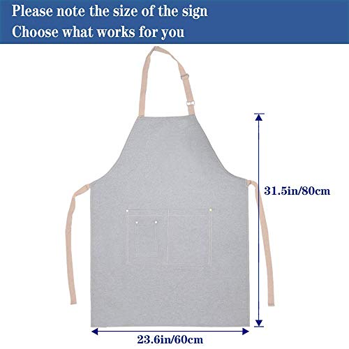 Aprons for Men, Denim Cooking Kitchen Aprons, Adjustable Bib Aprons with multiple pockets for Men and Women - WoodArtSupply