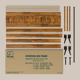 Georgina Mid Century Modern King Bed Frame with Handcrafted Geometric Headboard in Solid Acacia Wood Bme