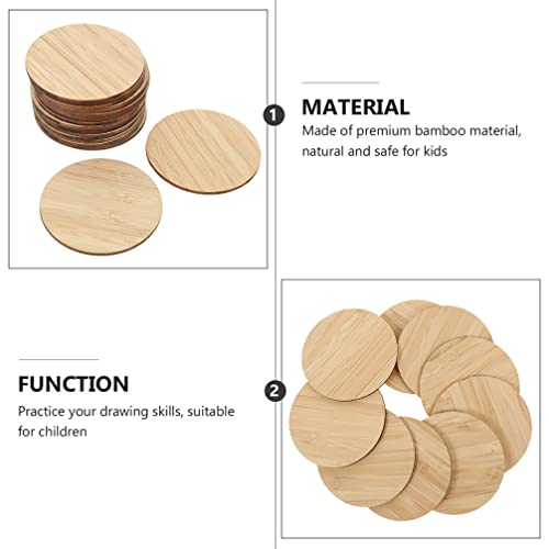 COHEALI 20pcs Round Bamboo Craft Bamboo Tag Unfinished Wooden Cutouts Blanks Round Disc Wood Graffiti Slices Christmas Wooden Cutouts Round Wood Slab COHEALI