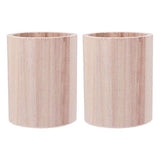 HEALLILY 2pcs Unfinished Wooden Pencil Holder Solid Wood Desk Pen Cup Pot Stationery Organizer for Home Office 8x8cm HEALLILY