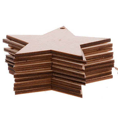 Christmas Wooden Crafts Hanging Ornaments Christmas Tree Decoration Unfinished Wood Cutouts for DIY Blank Slices to Paint (10PCs Star Style) YEEQIN