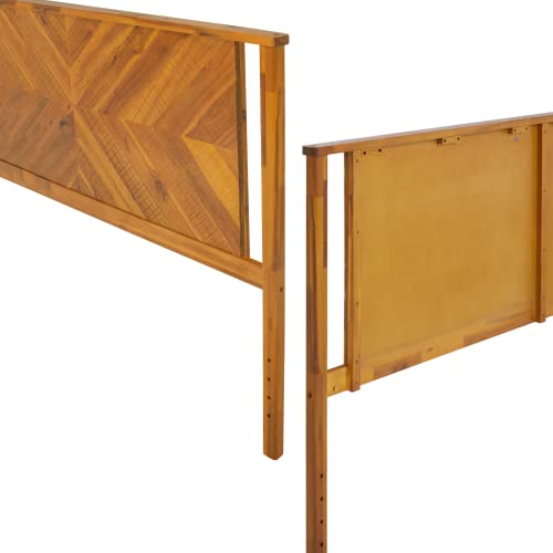 Bme Vivian Rustic Golden Brown Solid Acacia Wood Headboard - King Size, Scandinavian Style Bme