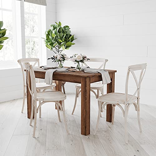 Merrick Lane Jessamine 46" x 30" Rectangular Antique Rustic Solid Pine Farm Dining Table Merrick Lane