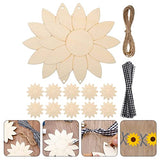 Yardwe 1 Set Sunflower Decoration Blank Cutouts Wood Chips Unpainted Cutouts Pendants Sunflower Wood Door Hanger Unfinished Flower Cutouts Tree Yardwe