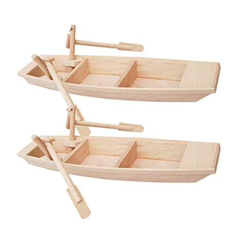 Milisten 2pcs Unfinished Natural Wood Craft Project Wood Boat with Oars Small Boat Model Dollhouse Nautical Ocean Ornamnets Home Office Table Milisten