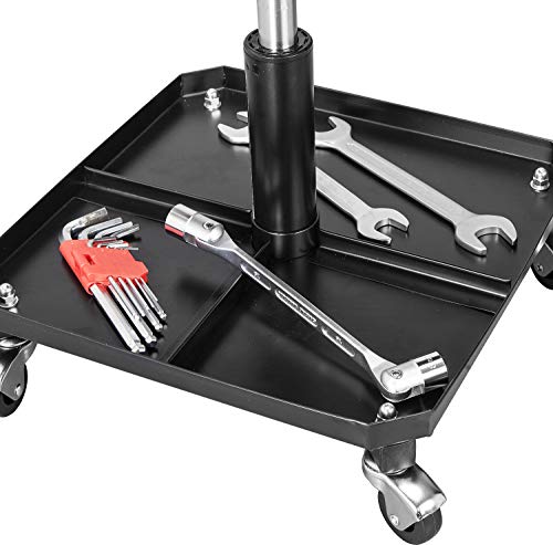 Torin ATR6350B Rolling Pneumatic Creeper Garage/Shop Seat: Padded Adjustable Mechanic Stool with Tool Tray Storage, Black Torin