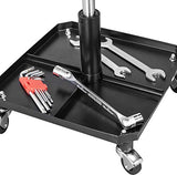 Torin ATR6350B Rolling Pneumatic Creeper Garage/Shop Seat: Padded Adjustable Mechanic Stool with Tool Tray Storage, Black Torin