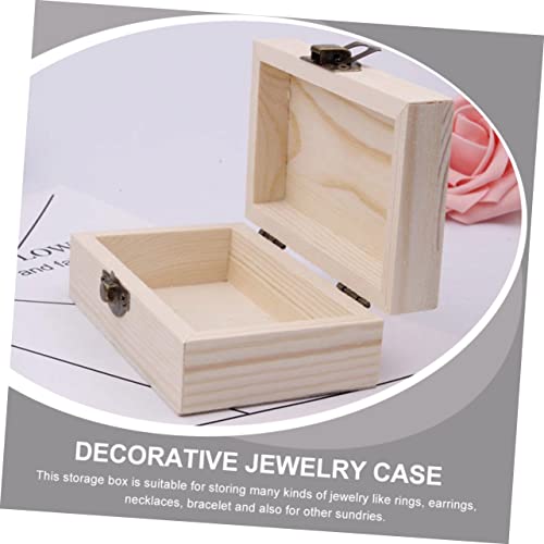 VOSAREA Box Box Wooden Box Jewelry Storage Retro Jewelry Case Craft Storage Desk Topper Table Wood Jewelry Case Jewelry Organizer Tray Unfinished VOSAREA