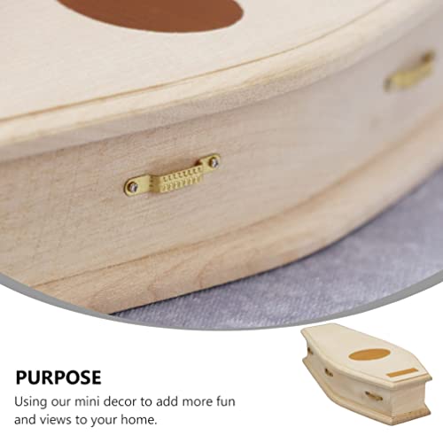 Healifty Miniature Coffin Unfinished Wooden Dollhouse Coffin DIY Home Decor Coffin for Dollhouse Halloween (As Shown) Healifty