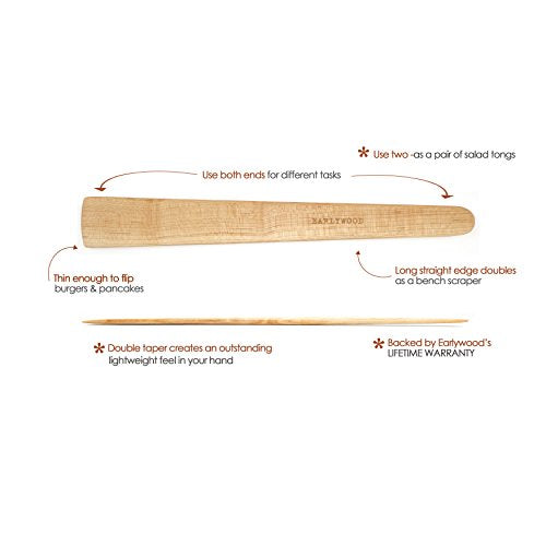 13 in Handmade Kitchen Cooking Utensil, Thin Dark Wood Saute Spatula, Multipurpose Flat Wooden Spatula, Perfect for flipping, scraping, sauteing, Earlywood