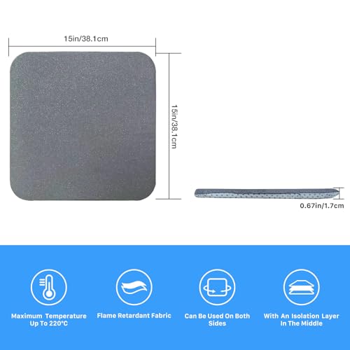 Heat Press Mat for Easy Press Both Sides Applicable (15" x 15"), Heat Press Pad for Cricut Easypress/Easypress 2 & HTV Craft Vinyl Ironing Insulation EasyCount E