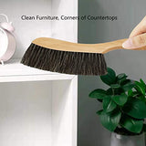 Horse Hair Brush Hand Broom Dusting Brush for Home Cleaning, Wood Handle Soft Brush Duster for Counter Furniture, Bed, Bench Fireplace,Car, Shop VEEBELL