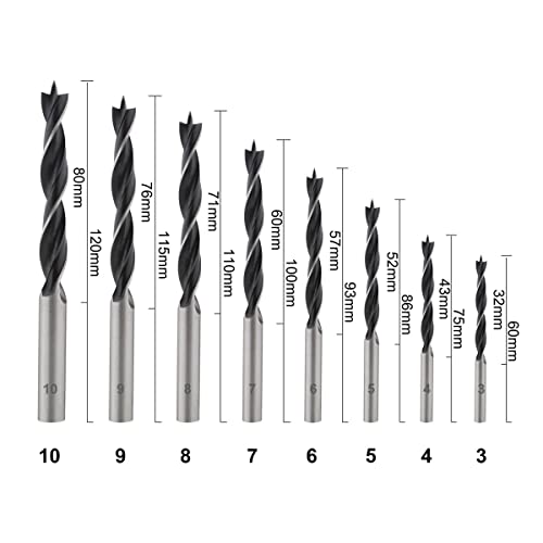 Gunpla 8pcs Wood Drill Bits Set, Carbon Steel Twist Brad Point Drill Bits Woodworking Bore Holes Durable Drilling Tools Kit with Storage Case for Gunpla