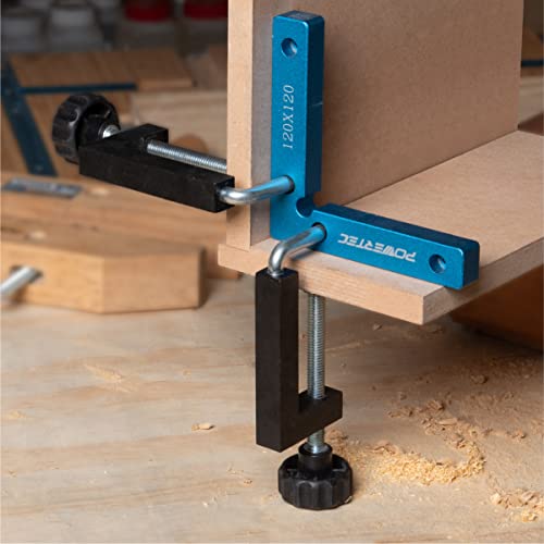 POWERTEC 71004-P2 Universal Fence Clamp, 4 PK, For Table Saws, Router Tables, Clamping Squares, Drill press tables, Mitre Saws, With 3/8" Rod