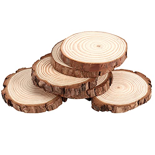 JOIKIT 50 PCS 3.5-4 Inches Natural Wood Slices, Unfinished Natural Wood Coasters, Wood Rounds Circles for Arts and Crafts, DIY, Christmas Ornaments, JOIKIT