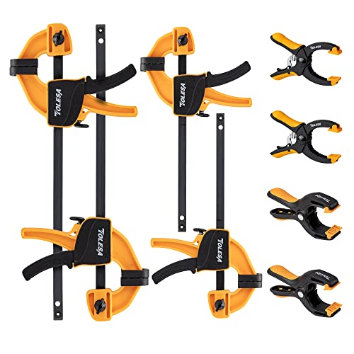 TOLESA Bar Clamps for Woodworking 200N Load Limit Light Duty Quick Grip Clamps 4 Inch Spring Clamps & 5 Inch Ratchet Clamps with Powerful Clamping - WoodArtSupply