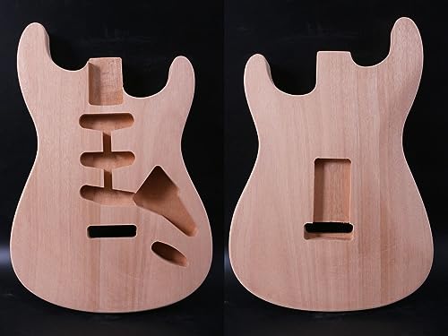 Unfinished Guitar Body for ST guitar project DIY Mahogany Wood SSS pickups Style Bolt On Heel - WoodArtSupply