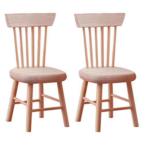 Toyvian Dollhouse Wooden Chair Miniature: 2 Pieces 1: 12 Unfinished Wood Chair- Mini Furniture Model Supplies for Miniature Dollhouse Accessories Toyvian
