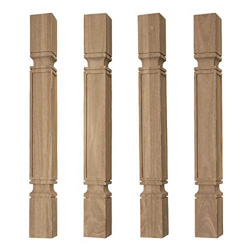 Osborne Square Mission Island Post in Rubberwood (Set of Four), Unfinished Wood Posts for Kitchen Island, Counter Height Table, Bathroom Vanity & - WoodArtSupply