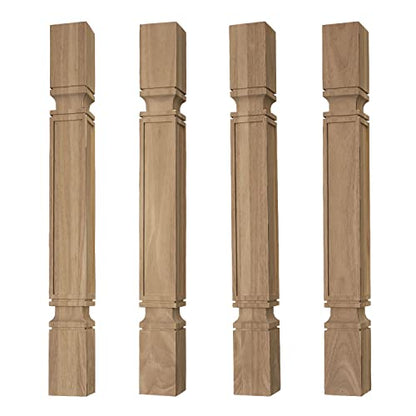 Osborne Square Mission Island Post in Rubberwood (Set of Four), Unfinished Wood Posts for Kitchen Island, Counter Height Table, Bathroom Vanity & - WoodArtSupply