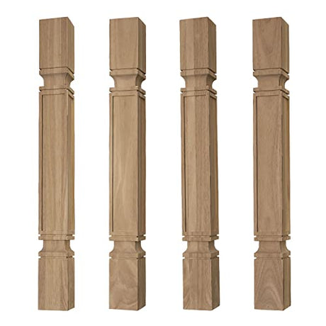 Osborne Square Mission Island Post in Rubberwood (Set of Four), Unfinished Wood Posts for Kitchen Island, Counter Height Table, Bathroom Vanity & Osborne Wood Products