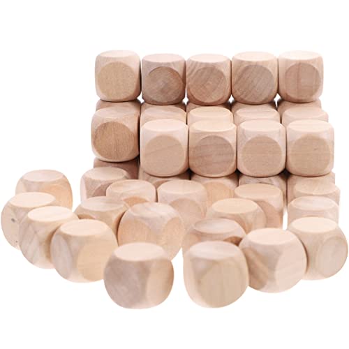 EXCEART 20Pcs Unfinished Wooden Dice Blank Square Blocks 6 Sided Wood Cubes DIY Bachelor Party Game Dice Small Wood Cubes with Rounded Corners for