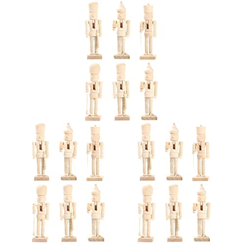 18 Pcs Christmas Puppet Nutcracker Figurine Wood Doll Soldier Decor Wood Nutcracker Unfinished DIY Nutcracker Outdoor Christmas Decorations PartyKindom