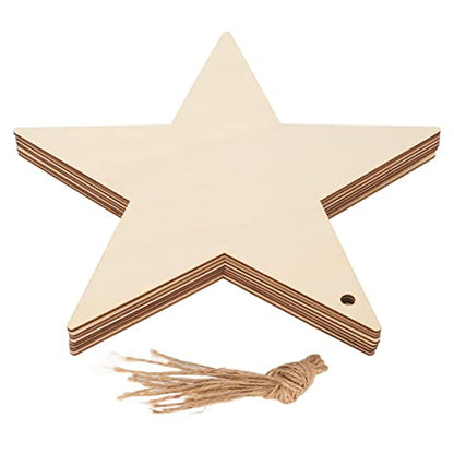 8Pcs Small Wooden Stars for Crafts, Unfinished Blank Wood Pieces, Wood Star Cutouts Ornaments for Wooden Flags Making and Art Craft(#1) - WoodArtSupply