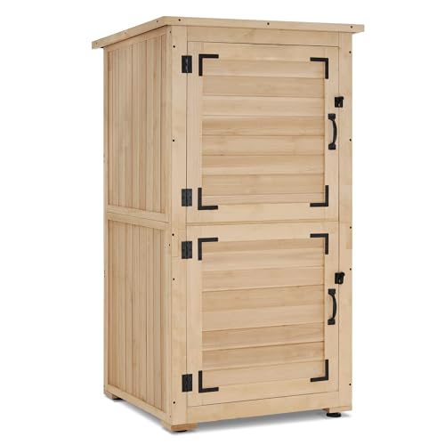 MCombo 30" Deep Wood Sheds & Outdoor Storage, Outside Garden Tool Cabinet Shed with Removable Shelf, Outdoor Storage Cabinet Shed Waterproof for MCombo