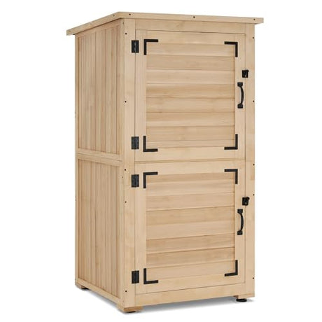 MCombo 30" Deep Wood Sheds & Outdoor Storage, Outside Garden Tool Cabinet Shed with Removable Shelf, Outdoor Storage Cabinet Shed Waterproof for MCombo