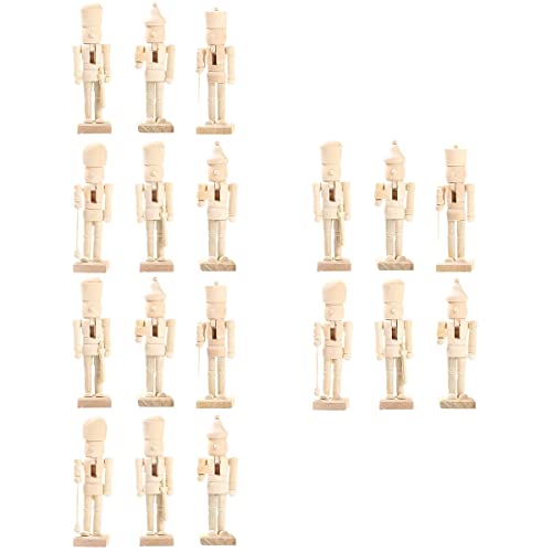 18 Pcs Christmas Puppet Nutcracker Figurine Wood Doll Soldier Decor Wood Nutcracker Unfinished DIY Nutcracker Outdoor Christmas Decorations PartyKindom
