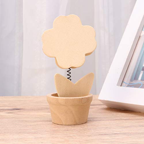 Healifty 6pcs Wooden Memo Clips Place Card Holders Unfinished Wood Ornaments Unpainted Flower Pot Miniature Desktop Decoration Ornaments with Pigment Healifty