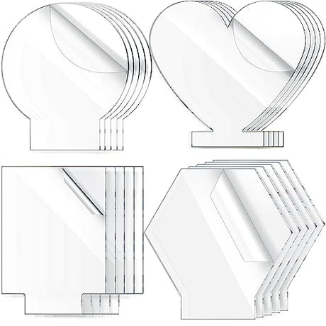 20 Pcs 2 mm Acrylic Blanks for Light Base Plastic Cast Clear Acrylic Sheet Square and Round Acrylic Panel Sign Blank with Double Sided Protective for Bucherry