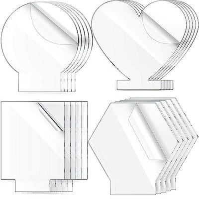 20 Pcs 2 mm Acrylic Blanks for Light Base Plastic Cast Clear Acrylic Sheet Square and Round Acrylic Panel Sign Blank with Double Sided Protective for