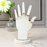 MOOCA 6 Pcs Wooden Hand Form Jewelry Display Set, 2 Way Design for Wall Hanging or Standalone Mannequin Finger Hand Display, Wash White Color MOOCA