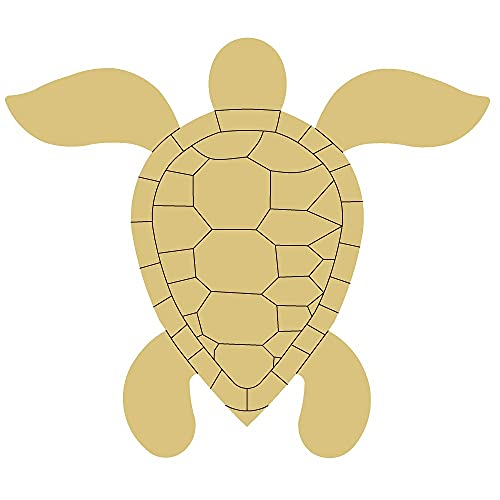 Sea Turtle Design by Lines Cutout Unfinished Wood Nautical Décor Beach House Décor Animal Door Hanger MDF Shaped Canvas Style 3 Art 1 (6")