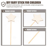 STOBOK Princess Fairy Wand Stick: 8PCS Unfinished Wooden DIY Crafts Star Magical Wand for Girls Art Show Cosplay Costume Party STOBOK