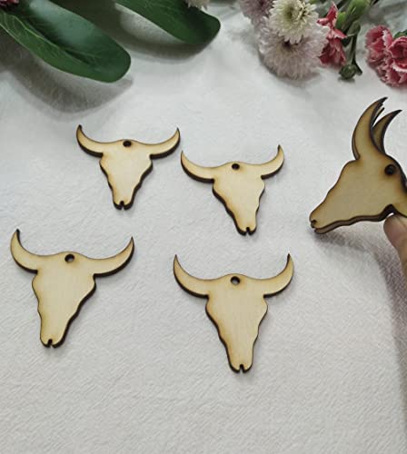 30pcs of Wood Cow Earring Blanks, DIY Earrings Blanks, Wood Cow Tag Blanks DIY Craft Blanks (2'') - WoodArtSupply