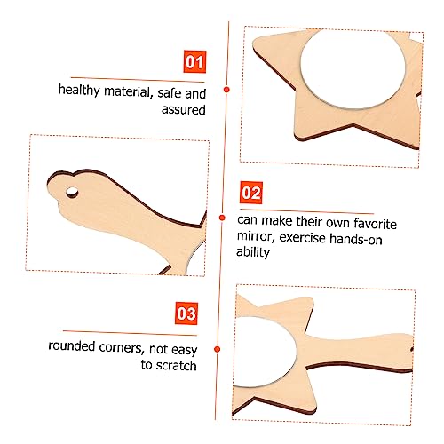 Operitacx 10pcs Small Wooden Mirror Table Top Mirror Travel Makeup Mirror Educational Toys Shatterproof Mirror for Kids Mini Mirrors for Crafts Operitacx