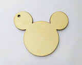 20PCS Of Natural Unfinished MICKEY MOUSE Wooden Disc For Jewelry DIY Keychain Birthday Wedding Crafts (2.5") RUIXUAN LASER CUT