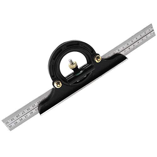 Smgda 12" Combination Square Stainless Steel Adjustable Sliding Ruler & Protractor Level Measure Measuring Set 4-Piece Carpentry Tools Carpenter Smgda