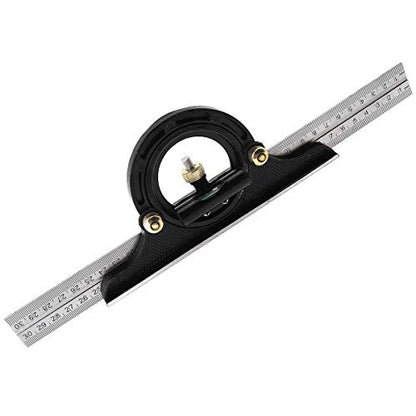 Smgda 12" Combination Square Stainless Steel Adjustable Sliding Ruler & Protractor Level Measure Measuring Set 4-Piece Carpentry Tools Carpenter