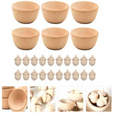 KESYOO 1 Set 26 Pcs Wooden Toys Unfinished Wood Toys for Crafts Kid Art Painting Ornament DIY Wood Bowl Ornaments Kids Toy Toys for Kids Natural Kids KESYOO