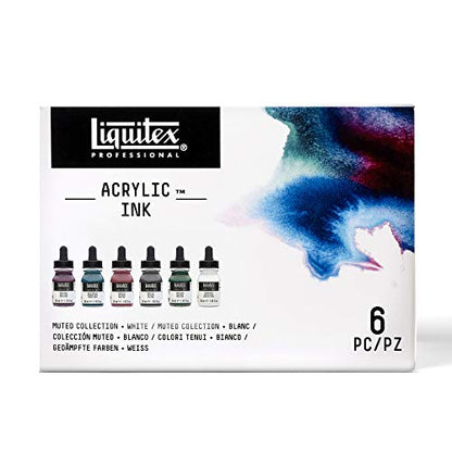 Liquitex Professional Acrylic Ink, 1-oz (30ml), Muted Collection, Set of 6 - WoodArtSupply