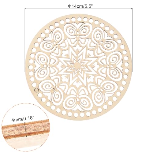 MECCANIXITY Crochet Basket Bases, 5.5"(14cm) Wooden DIY Round Crochet Bag Bottom, Wooden Basket Bottoms for Basket Crochet, Bag Weaving Knitting MECCANIXITY