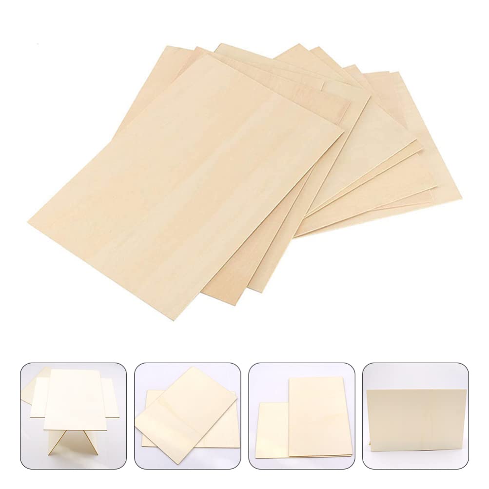 Sewroro 10pcs Pieces Rectangular Veneer Wooden Square Coasters Rectangular Wood Chips Balsa Wood DIY Wood Planks Wood Board Home Decoration Sewroro