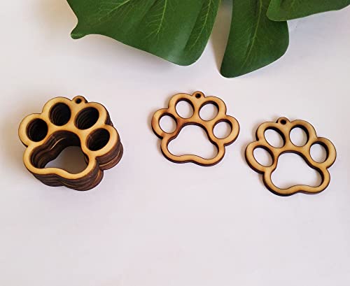 30PCS Dog Paw Print Unfinished Wood Earring Blanks, Tiger Paw Print Jewelry Making Crafts, DIY Project Wood, Dangle Earrings Jewelry Blanks (1.5'') XIAOYUE
