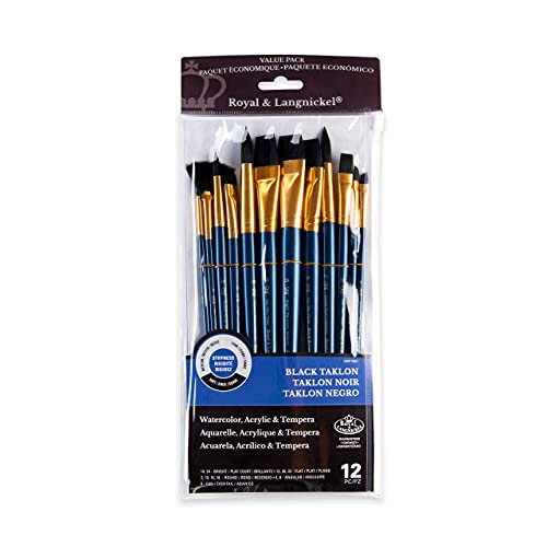 Royal & Langnickel - 9300 Series 10760:Zip N' Close 12-Piece Black Taklon Brush Set 1 - RSET-9301 - WoodArtSupply