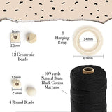 Macrame Kit-Black Edition-Makes 3 Macrame Plant Hangers with Easy to Follow Instructions for Adult Beginners - Includes 109 Yards 3mm Cotton Macrame Aesthetic Creative