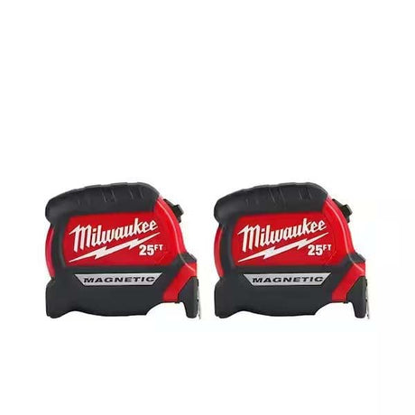 Milwaukee 25 ft. x 1-1/16 in. Compact Magnetic Tape Measure with 15 ft. Reach (2-Pack) Milwaukee